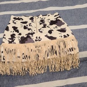 Black and white cow print skirt